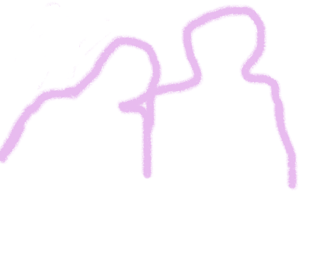 The rough outlines of two humanoid figures,